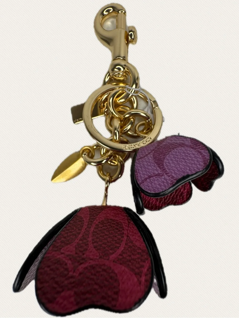 Coach Signature C Pink And Purple Gold Fob Charm Keychain NWT - Picture 1 of 14